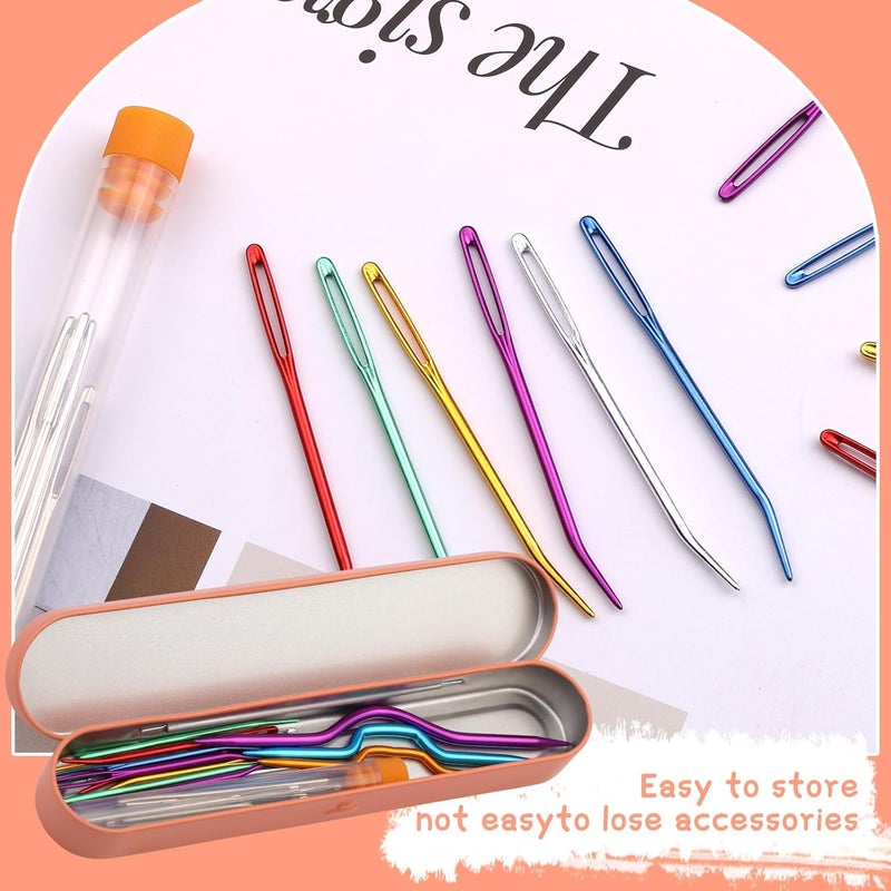 ZMAAGG Yarn Needles, Tapestry Needles, Large-Eye Blunt Needles, Darning Needles for Crocheting with Knitting Cable Needles, Storage Box, Bent Tapestry Needles for Knitting Crochet - Image 4